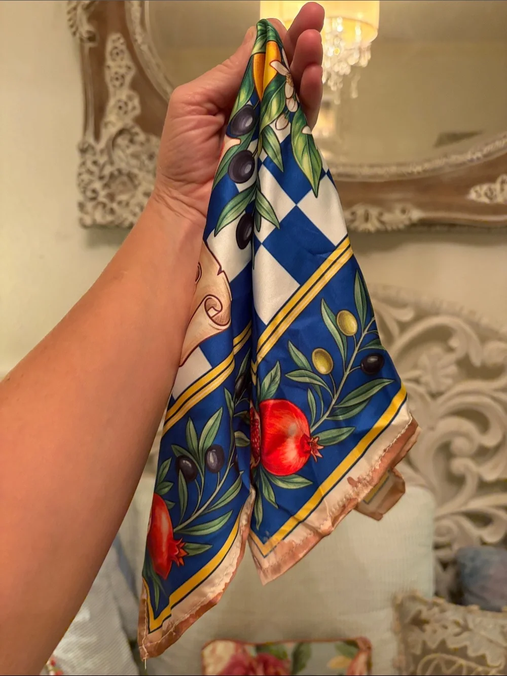 Amalfi Blue Yellow Limoncello Tradition silky Scarf